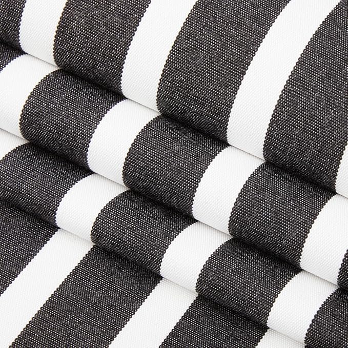 RSH Décor Sunbrella Jumbo Neck Roll Pillows – Set of 2 | 24” x 8” | Outdoor Bolster for Patio, Deck, Porch, or Poolside Chairs | Water & Fade-Resistant | Shore Classic | Black and White Stripe