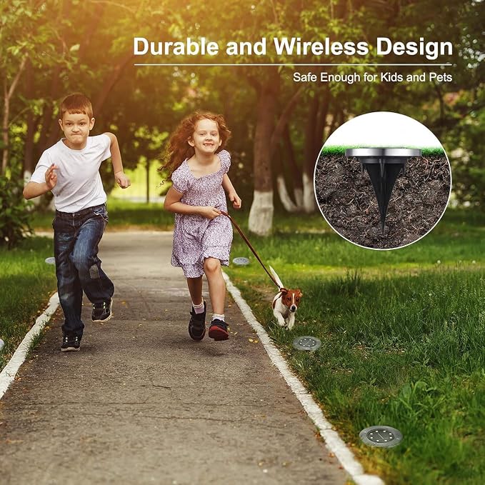 LYHOPE Solar Ground Lights Outdoor, 12 Pack 8 LED Solar Disk Lights Waterproof Garden In-ground Pathway Light Landscape Lighting for Lawn,Yard,Deck,Patio,Walkway (White)