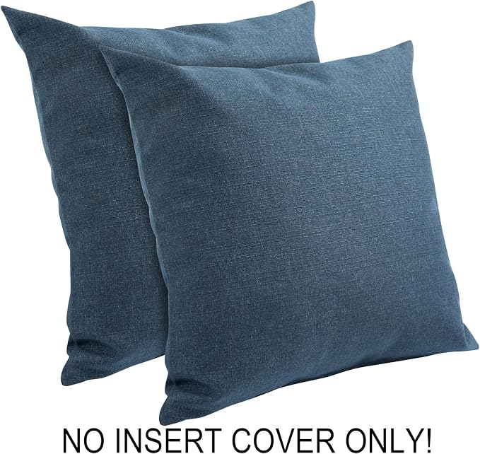 FUNHOME Waterproof Outdoor Throw Pillow Covers Set of 2,Home Decor for Garden Patio Furniture,Couch,Sofa 18 x18 Inch Decorative Pillows Cover Only,NO Insert(Denim Blue)