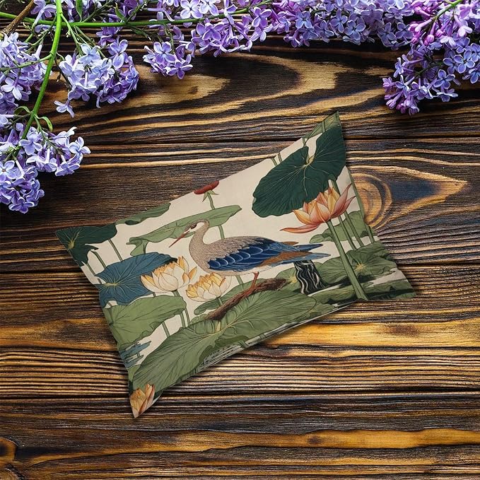 Zipped Pillow Cases for Home Decor Chinese Pond Bird Throw Pillow Cover Set of 2 Farmhouse Cushion Cover Cases for Living Room Club Home Decor 12x18in