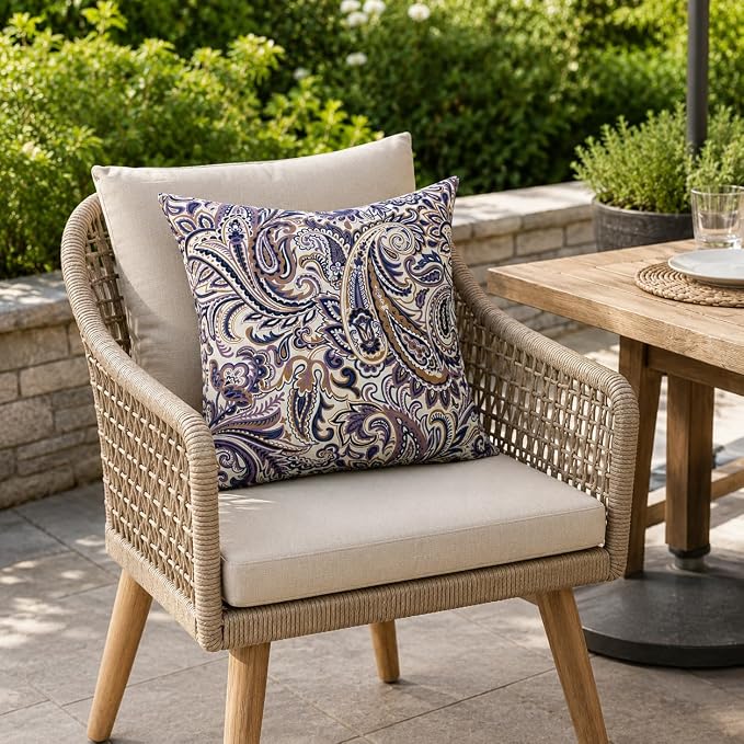 Outdoor Pillows Waterproof 18"x18" Decorative Throw Pillows with Inserts | Set of 2 Outdoor Square Pillows for Couch Sofa Patio Furniture