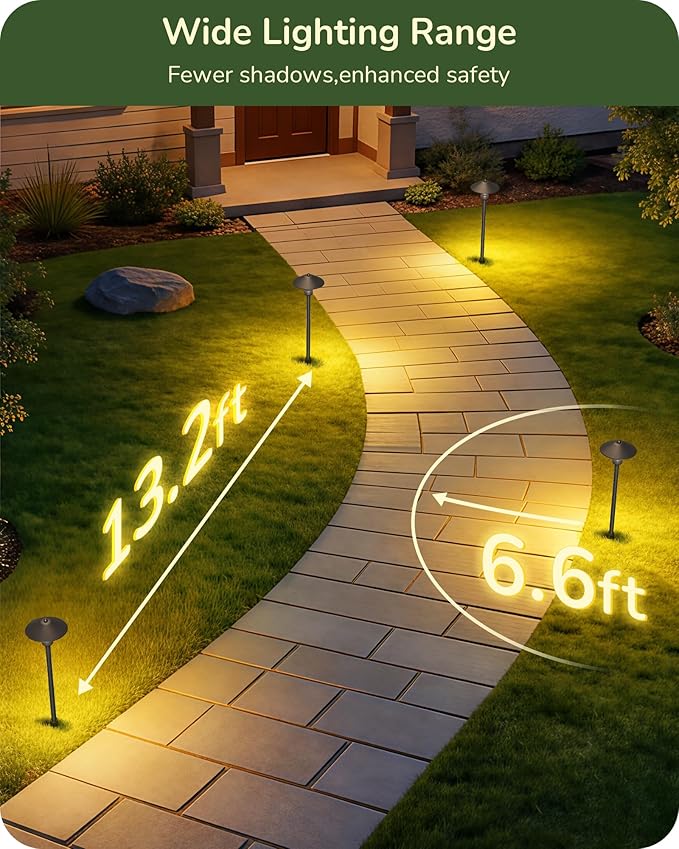 EDISHINE Low Voltage Landscape Lighting, Wired LED Pathway Lights 4 Pack | 16.5" Tall, 12V AC/DC, 3W 150LM 3000K, 50,000H, Waterproof Aluminum for Walkway, Driveway, Garden, Path, Yard