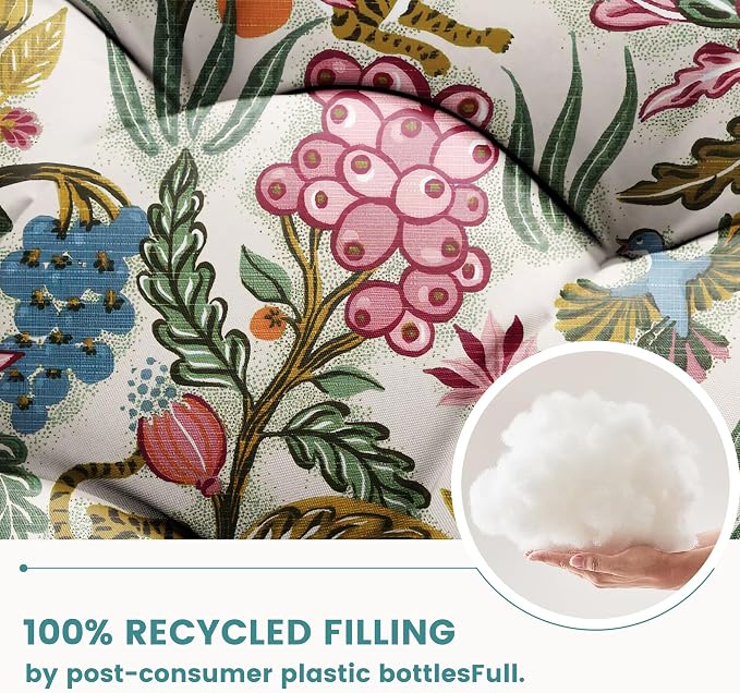 Tufted High Back Adirondack Chair Cushion 45"x21"x4",Floral | Patterned outdoor cushion with ties; premium padded design fits garden rocking chairs, multiple color options available