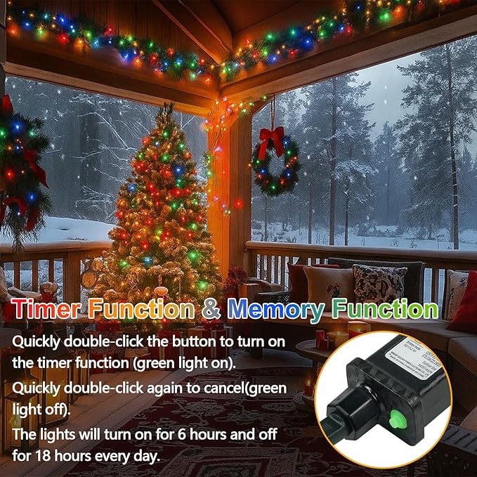 200 LED Connectable String Lights, 66FT Christmas Lights Outdoor Indoor | Multicolor, 13 Modes, Timer, Clear Wire Waterproof Twinkle Fairy Lights Plug in for Bedroom Classroom Patio Xmas Tree Decor