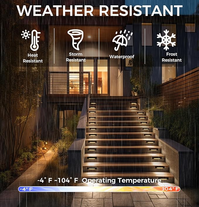 CLOUDY BAY [6 Pack] 3 Color Low Voltage 12-24V LED Step Lights Outdoor,2.5W Landscape Cutoff Stair Riser Light,Deck Step Lights Outside Accent Lighting Fixtures,Wet Location,Black