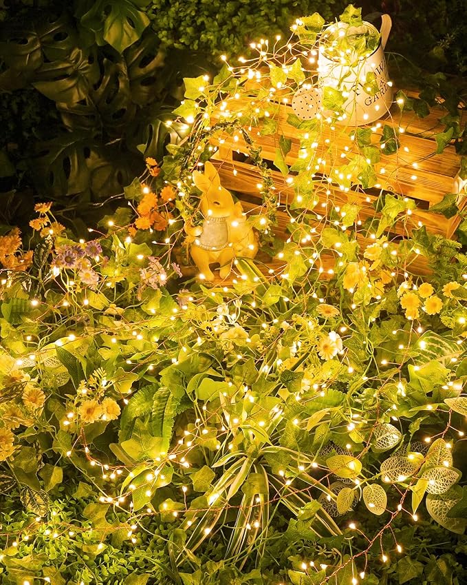 Brightown Solar String Lights for Outside, 19.6Ft 240 LED Solar String Lights Outdoor Waterproof, Solar Fairy Lights with 8 Modes for Patio Party Garden Yard Home, Warm White