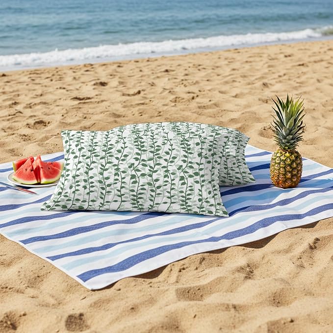 Green Ivy Leaves Outdoor Pillow Covers 20x12 Inch Lumbar Pillow Covers Set of 2 Waterproof Decorative Throw Pillow Cases Spring Plants Botanical Modern Country Cushion Covers for Patio Furniture