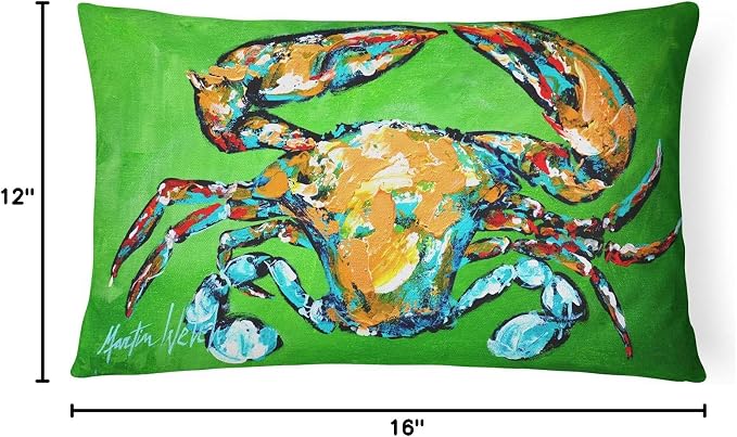 Caroline's Treasures MW1154PW1216 Wide Load Crab Canvas Fabric Decorative Pillow Machine Washable, Indoor Outdoor Decorative Pillow for Couch, Bed or Patio, 12HX16W