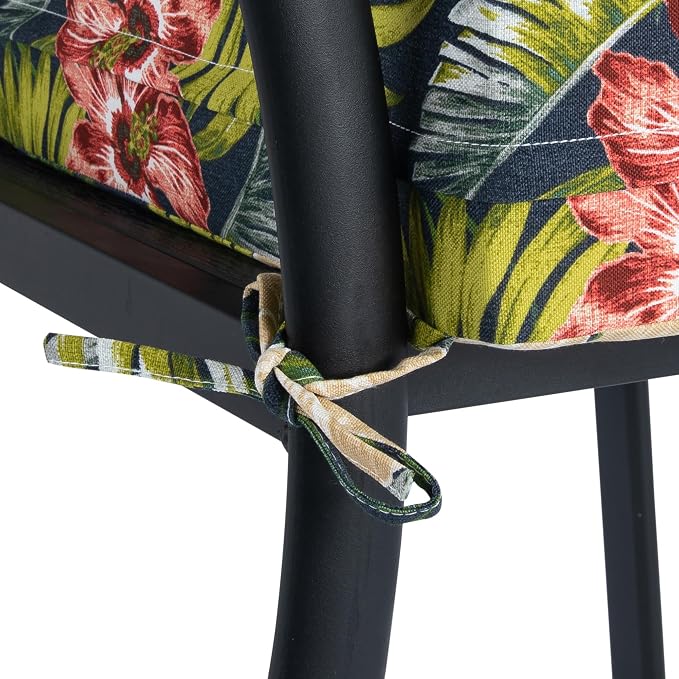 Magpie Fabrics Indoor Outdoor Cushion Cover Replacement 2 Pack, NO Insert! Water Repellent Slipcover with Ties Decor for Patio Garden Chair Sofa Bench Wicker(Midnight Floral, 22x20x4 Inch)