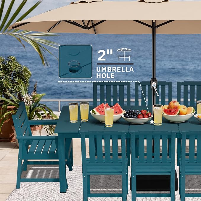 AreShark Patio Dining Chair Set of 2,All Weather HDPE Outdoor Dining Armless Chairs with Wide Seat and Backrest,Weatherproof Patio Chairs for Garden,Backyard,Deck,Navy Blue