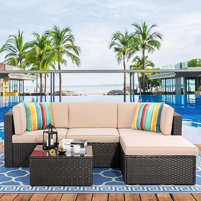 Pyonic Set of 2 Outdoor Pillow Covers Waterproof Throw Pillow Covers Decorative Square Patio Pillows for Patio Tent Garden Beach,18x18 Inches,Color Stripe(Blue)