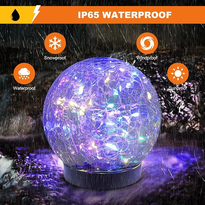 MLKNK Solar Globe Lights Outdoor Waterproof-Solar Balls-Solar Garden Lights-Orbs for Outside 4 Pack Cracked Glass Ball for Lawn Patio Yard Backyard Decorations | Solar Globe Lights for Outside 6 Pack Cracked Glass Ball for Lawn Patio Yard Backyard Deco...