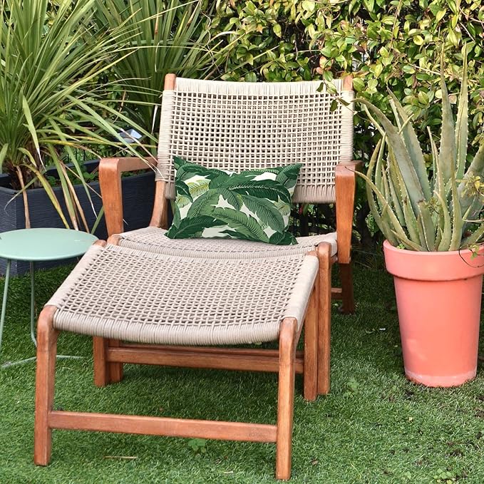 LVTXIII Outdoor Pillow Covers 12x20 Inch Fade Resistant Patio Lumbar Pillow Covers, All Weather Throw Cushion Cases for Sofa Couch Decoration, Swaying Palms Green