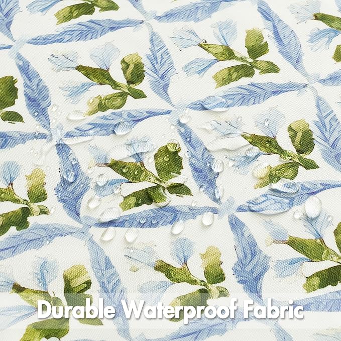 MIULEE Outdoor Floral Pillow Covers Waterproof 12x20 Blue-Green | Decorative Block Print,Boho Farmhouse, Set of 2 Coastal Summer Cushion Covers with Piping,Garden Patio Furniture Porch Couch
