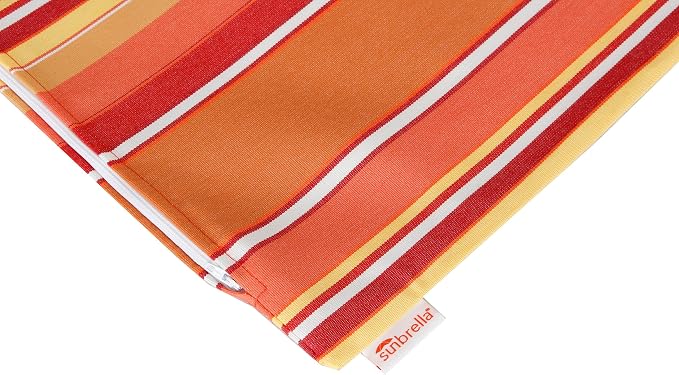 Outdoor/Indoor Sunbrella Throw Pillow Cover Only Square Set of 2 Pieces 18 inch x 18 inch Dolce Mango Stripe - Insert Not Included, Orange