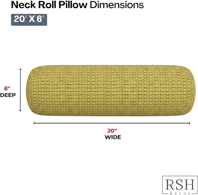 RSH DECOR: Neck Roll Bolster Pillows Set of 2 | 20” x 6" | All-Weather Spun Fabric | Water and Fade-Resistant | Outdoor Support Pillows for Patio Furniture | Made in USA (Future Patina)