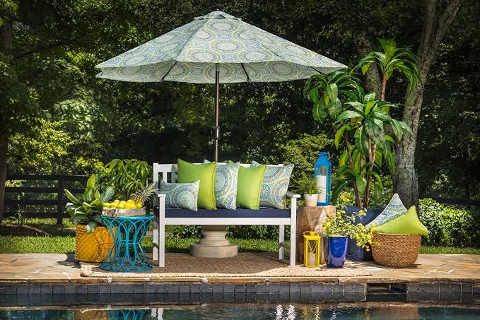 Pillow Perfect Outdoor/Indoor Pillows, Lumbar - 11.5" x 18.5", Blue Delancey Lagoon, 2 Count