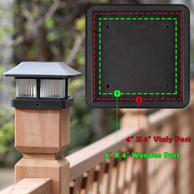Dynaming Solar Flame Post Cap Lights Outdoor, Solar Powered Fence Post Light, Flickering Flame LED Lantern Lamps Waterproof for Garden Deck Patio, Fit 4x4 Wooden/Vinyl Posts, 2 Pack