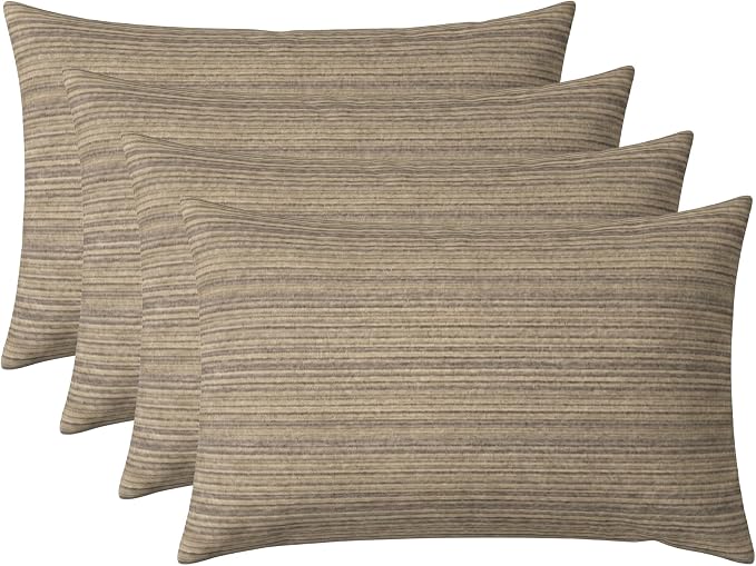 RSH DECOR: Sunbrella Jumbo Lumbar Pillows Set of 4 | 26" x 16" | Indoor Outdoor – Patio, Lounge, Adirondack | Water & Fade-Resistant | Down-Alternative Inserts | Made in USA (Current Slate)