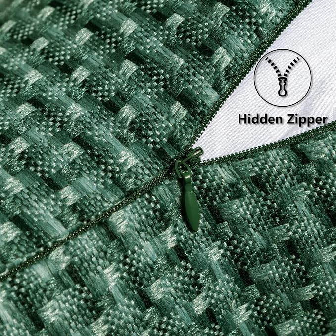 Kevin Textile Outdoor Waterproof 12"x24" Pillow Covers 2 Pack, Dark Green | Water Resistant Weaving Faux Linen Texture Throw Pillow Covers, Outside Decorative Pillowcases for Garden Patio Balcony Couch