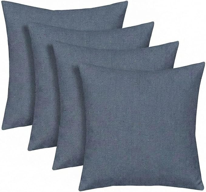 RSH DECOR Square Throw Pillows Set of 4, 20" x 20", Outdoor Pillows Waterproof, Outdoor Pillow Covers, Pillow Covers for Couch, Sparkle Denim, Made in USA