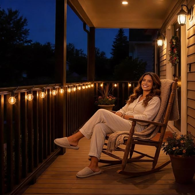 RTTY 60 FT Outdoor String Lights, LED Patio Light 32 LED Waterproof Bulbs | Shatterproof G40 Bulb, Dimmable Outside Hanging Connectable Globe Lighting for Bistro, Cafe, Yard, Balcony, Warm White,2700K