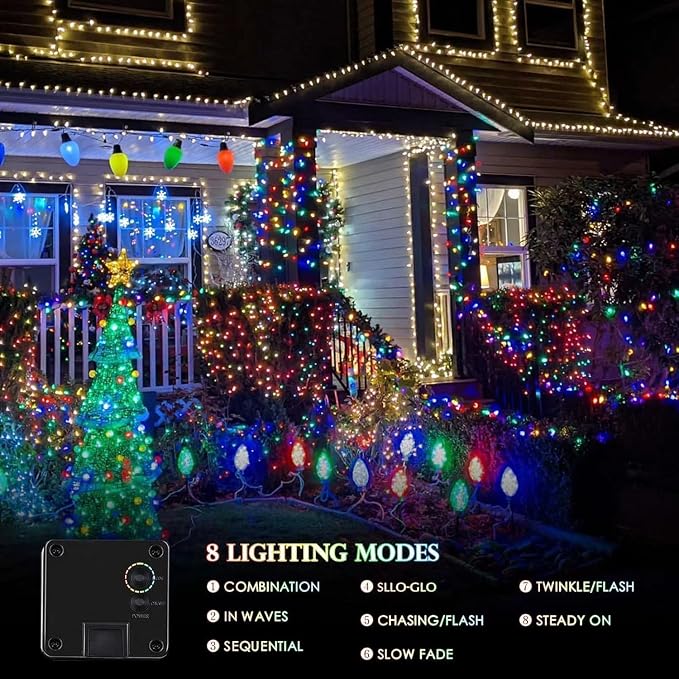 Solar Fairy Lights, 4 Pack Total 400LED 144FT Waterproof String Lights | Multicolor, Copper Wire, 8 Lighting Modes Solar Twinkle Lights for Tree Garden Patio Party Outdoor Christmas Decorations