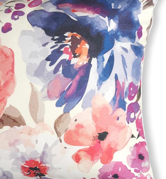 Fab Habitat Indoor/Outdoor Throw Pillow Made from Recycled Polyester Yarn - Stain Resistant, Machine Washable, Insert Included - Floral - Patio, Deck, Living Room - Watercolor Garden Multi (20" x 20")