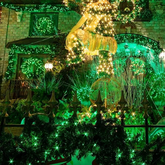 Lomotech Solar Fairy Lights Outdoor, 2 Pack Total 66ft 200 LED,Green | Solar String Lights Waterproof 8 Modes Twinkle Lights for Outdoor, Patio, Garden, Yard, Party, Wedding, Tree Decoration