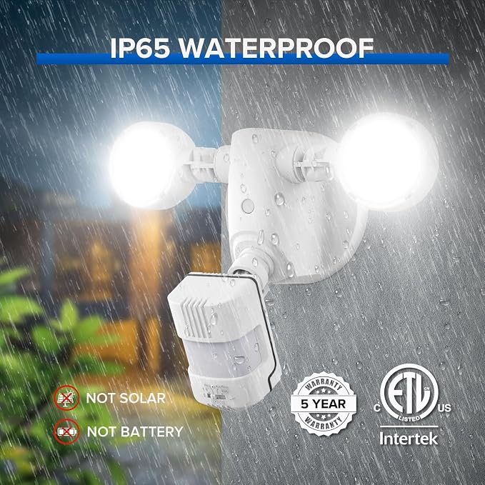 SANSI 15W 2000LM Motion Sensor Outdoor Lights, IP65 5000K (White) | 4 Modes Motion Lights for Outside, 320° Wide Angle LED Flood Lights Security Lights for Soffit, Backyard, Garage, Yard, Porch