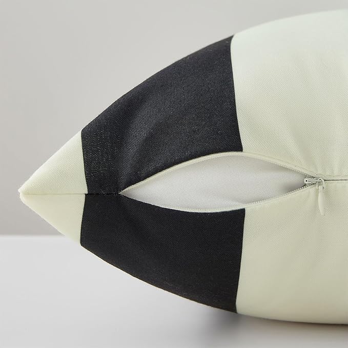 Allorry Lumbar Pillow Cover 12x20 Black Striped Decoration Throw Pillow Covers for Spring Summer Outdoor Waterproof Garden Patio Furniture Sofa Bed Home Decor JB016-C12