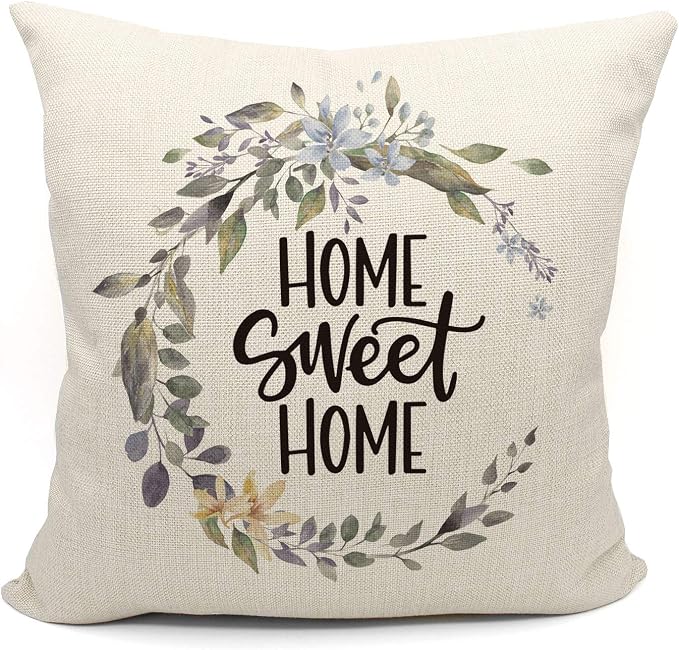 Mancheng-zi Home Sweet Home Pillow Covers 18x18,Farmhouse Throw Pillows,Farmhouse Pillows for Couch,Home Sweet Home Decor,Housewarming Gifts for Women