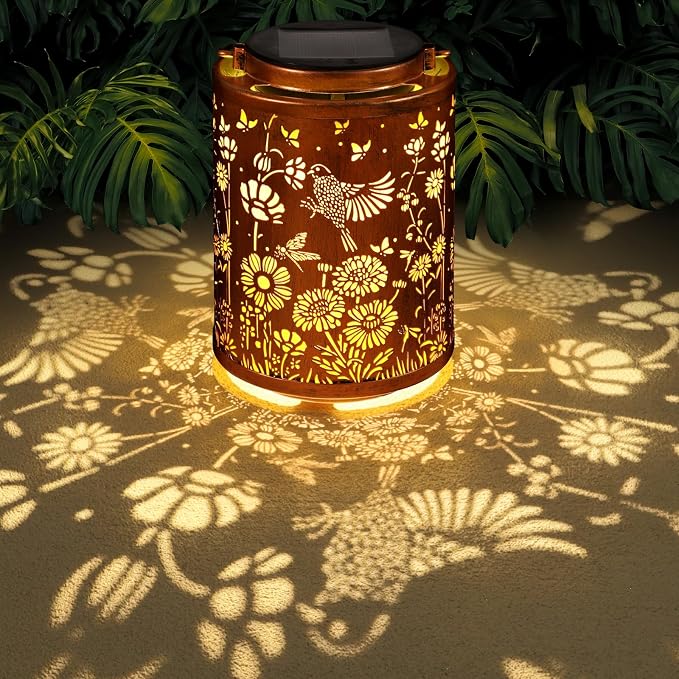 Solar Lanterns Hanging Waterproof Birds Garden Decor Solar Lights | Birthday Gifts for Women Mon Grandma Metal Outdoor Decoration for Outside LED Lanterns for Yard Patio Lawn