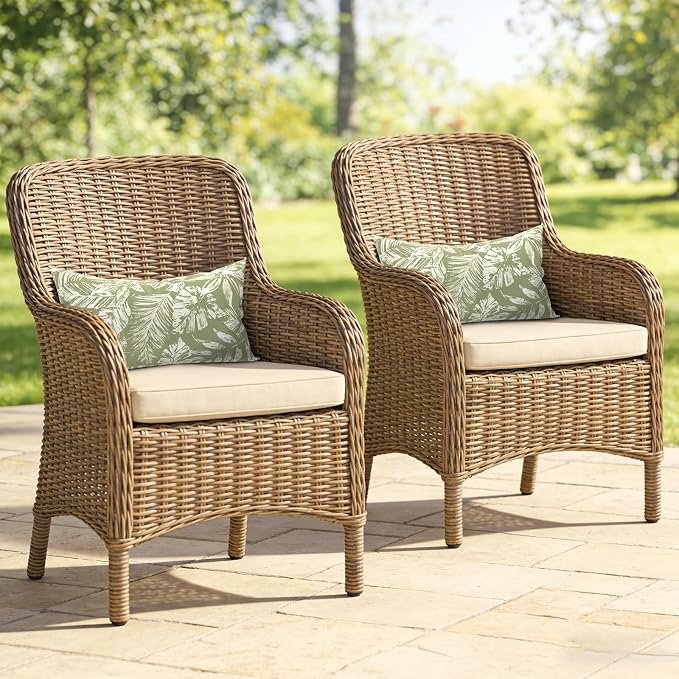 Outdoor Lumbar Pillows 12x20 Inch, Water Repellent Cushion Pillows, Outdoor Pillows with Inserts for Home Garden Pack of 2, Tropical Leaf Green
