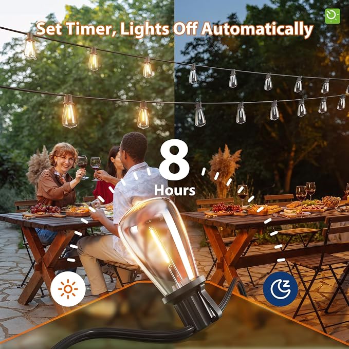 KYY 54FT Solar String Lights Outdoor Waterproof with USB Charging & Remote | Dimmable & Timable, Solar Powered Patio Lights with LED Shatterproof Bulbs for Deck Backyard Porch Garden Camping