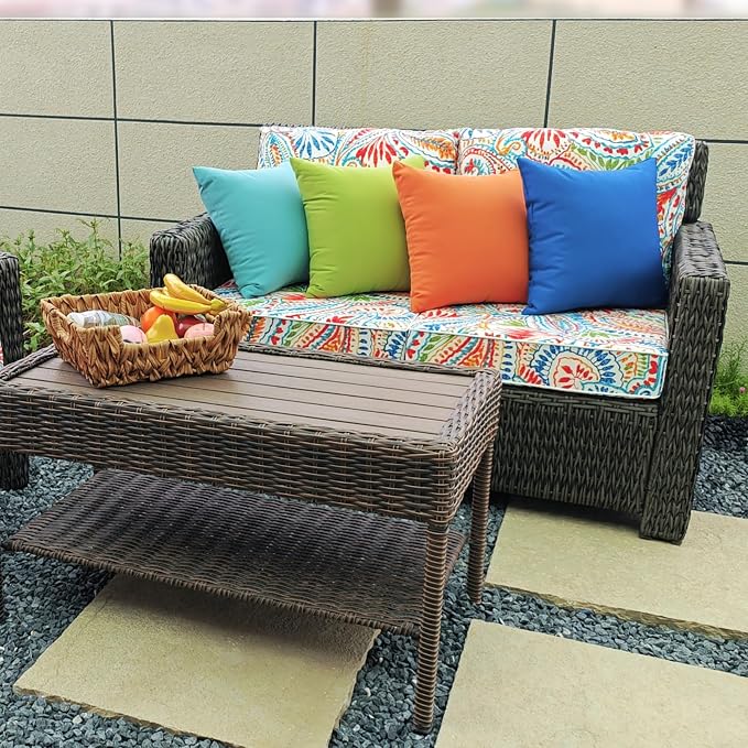 JMGBird Water-Resistant Outdoor Pillows Set of 2, 18x18 inch Durable Pure Green Throw Pillows with Inserts for Patio Furniture