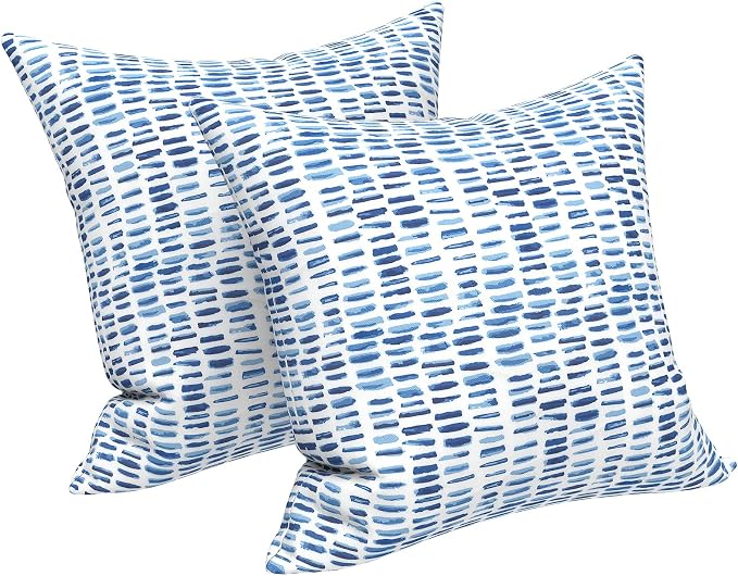 LVTXIII Outdoor Throw Pillows, Decorative Throw Pillows with Inserts, 16"x16" Square Pillows for Bed, Couch, Sofa and Patio Furniture, Set of 2, A Pebble Blue