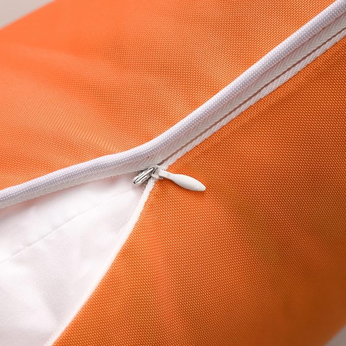 Phantoscope Pack of 2 Outdoor Waterproof Solid Throw Decorative Pillow Cover Decorative Square Outdoor Pillows Cushion Case Patio Pillows for Couch Tent, Orange 18x18 inches 45x45 cm