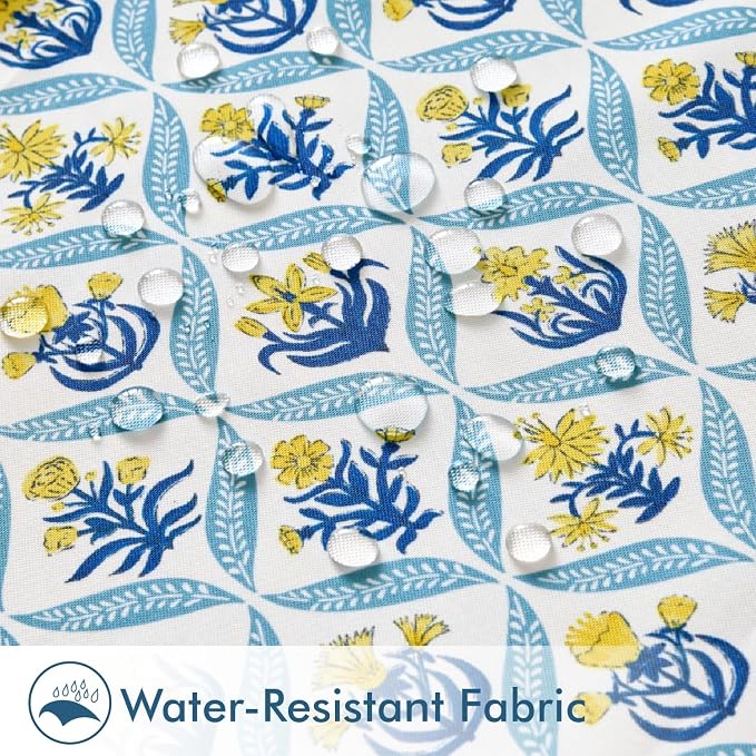 ANRODUO Floral Outdoor Waterproof Pillow Covers Set of 2 Yellow 16x16 Inch | Square Block Print Decorative Cushion Cases With Refined Edge Piping for Summer Patio Porch Garden Couch Sofa Bench Decor