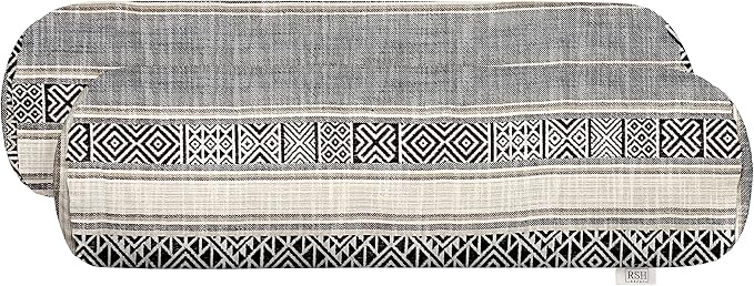 RSH DECOR: Neck Roll Pillows Set of 2 | 24” x 8” | Outdoor Bolster for Patio, Deck, Porch, or Poolside Chairs | Fade & Water-Resistant | Made in USA (Banuelos Java)