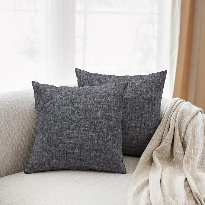 All Smiles Dark Gray Throw Pillow Covers for Outdoor Patio Porch Funiture Cushion Decorations Pillowcase for Sofa Bedroom Car 20x20 Inch Home Decor