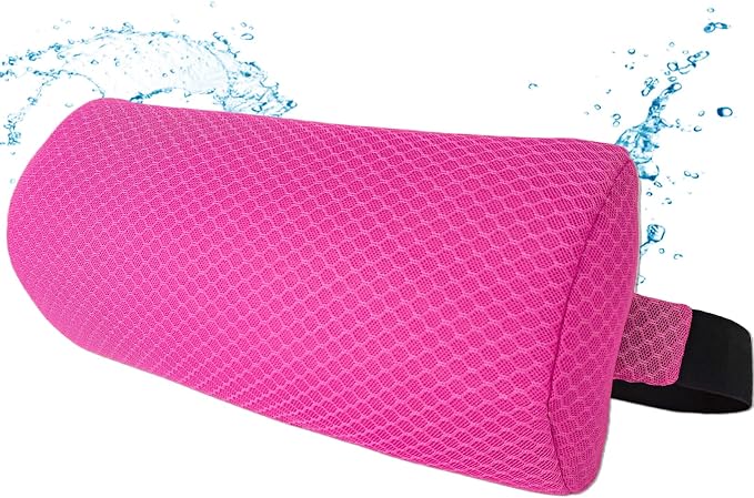 1 Pack Headrest Pillow for Patio Chaise Lounge,Recliner,Beach Chair,Pink | Resilient 3D mesh pillow with removable washable cover, adjustable elastic strap, ergonomic support, lightweight portable