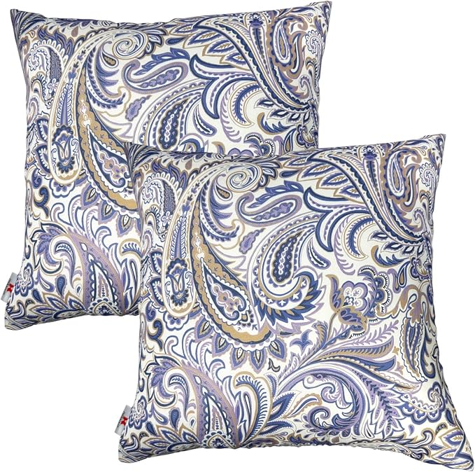 Outdoor Pillows Waterproof 18"x18" Decorative Throw Pillows with Inserts | Set of 2 Outdoor Square Pillows for Couch Sofa Patio Furniture