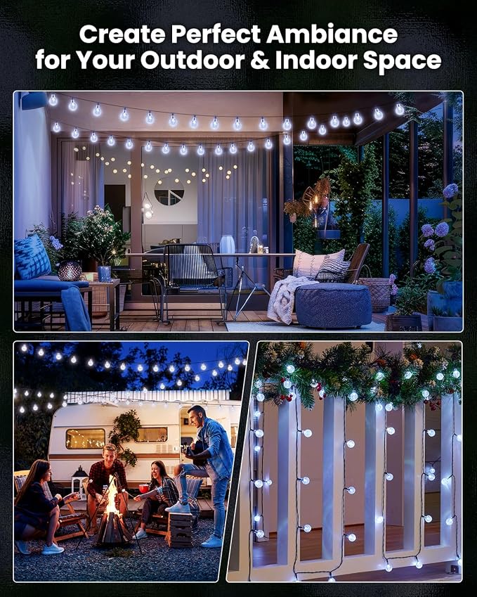 Brightown 2-Pack 120 LED 72 FT Solar String Lights Outdoor, Waterproof Solar Powered Patio Lights with 8 Lighting Modes for Garden Yard Porch Wedding Party Decor (Pure White)