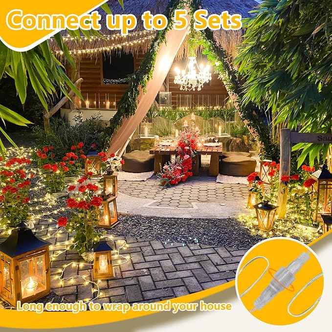 KAQ Connectable 240LED 88Ft String Lights Indoor Outdoor Timer, Warm White | Clear Wire Twinkle Fairy Lights Plug in with 13 Modes, IP44 Waterproof Design for Christmas Trees, Bedroom, Classroom, Patio