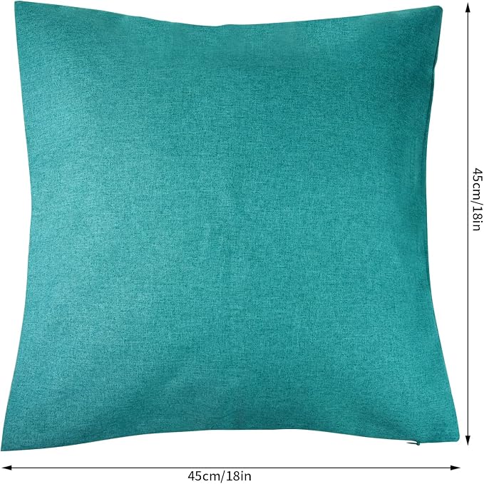 Pack of 4 Decorative Outdoor Waterproof Throw Pillow Covers ONLY Square Garden Cushion Cases for Patio, Couch, Tent and Sofa, 18 x 18 Inches, (Yellow, Red, Orange, Blue-Green)