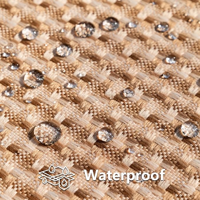 Kevin Textile Outdoor Waterproof 12"x24" Pillow Covers 2 Pack, Light Brown | Water Resistant Weaving Faux Linen Texture Throw Pillow Covers, Outside Decorative Pillowcases for Garden Patio Balcony Couch