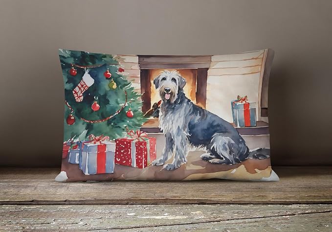 Caroline's Treasures DAC2679PW1216 Irish Wolfhound Cozy Christmas Throw Pillow Machine Washable, Indoor Outdoor Decorative Pillow for Couch, Bed or Patio, 12HX16W