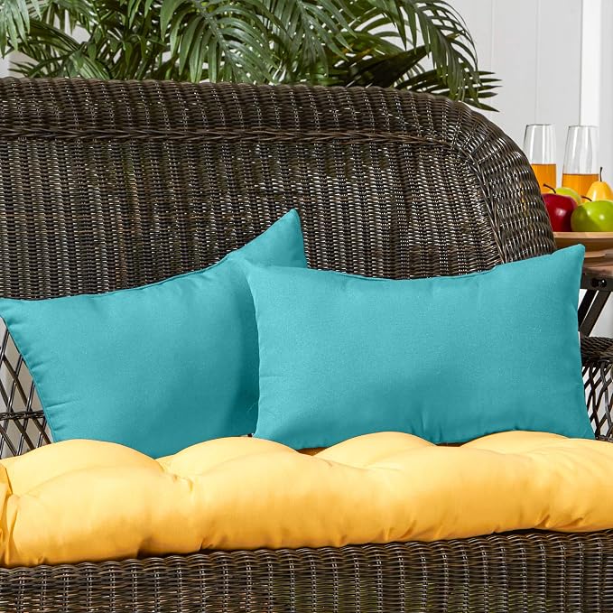Greendale Home Fashions 2-Pack Outdoor 19x12 inch Rectangle Decorative Throw Pillow, Arctic