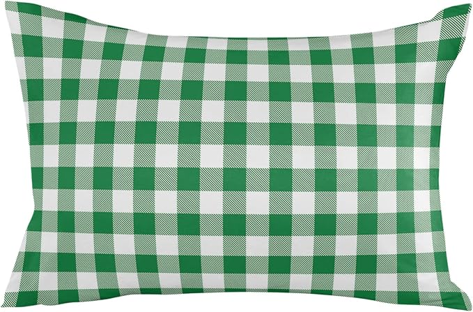 Outdoor Waterproof Throw Pillow Covers Set of 2 Green Buffalo Check Plaid Lumbar Pillowcases 20x12 Inches Farmhouse Style Patio Decorative Pillows Cushion Case Patio Pillows for Couch Bed Chair Garden